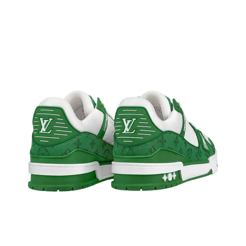 LOUIS VUITTON Trainer Green Monogram Denim White